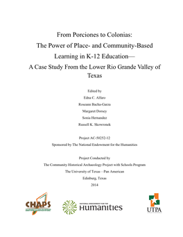 From Porciones to Colonias: the Power of Place- and Community-Based Learning in K-12 Education— a Case Study from the Lower Rio Grande Valley of Texas