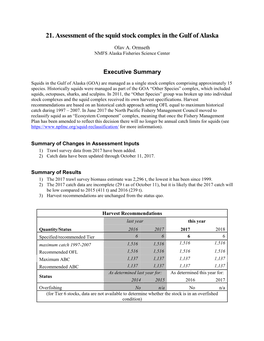 Assessment of the Squid Stock Complex in the Gulf of Alaska