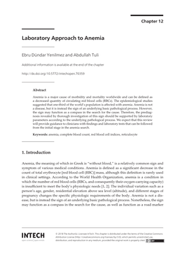 Laboratory Approach to Anemia Laboratory Approach to Anemia