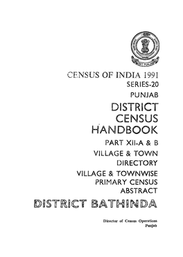 Village & Townwise Primary Census Abstract, Bathinda, Part