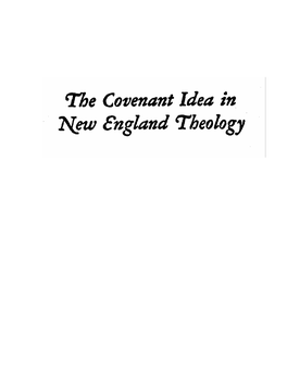 The Covenant Idea in New England Theology, 1620-1847 Includes Bibliographical References and Indexes