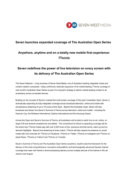 Seven Launches Expanded Coverage of the Australian Open Series