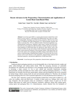 Recent Advances in the Preparation, Characterization and Applications of Locust Bean Gum-Based Films