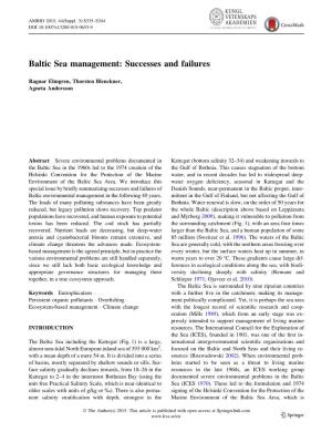 Baltic Sea Management: Successes and Failures