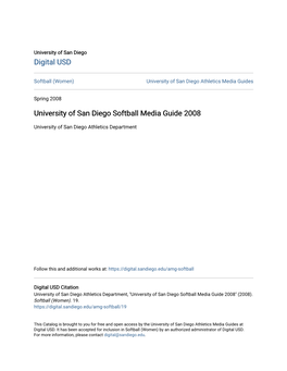 University of San Diego Softball Media Guide 2008