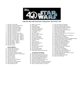 Topps Star Wars 40Th Anniversary Trading Cards - Base Cards 1-100