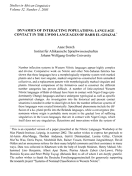 Studies in African Linguistics Volume 32, Number ],2003 DYNAMICS OF