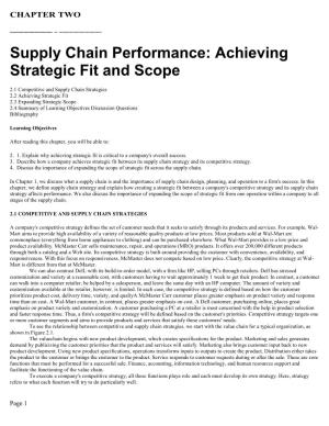 Supply Chain Performance: Achieving Strategic Fit and Scope