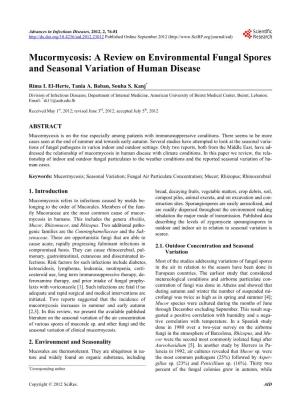 Mucormycosis: a Review on Environmental Fungal Spores and Seasonal Variation of Human Disease