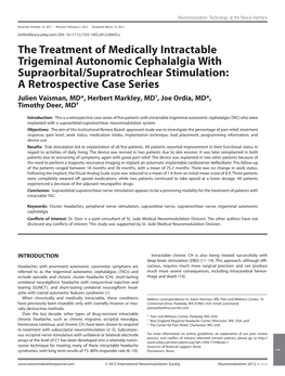 The Treatment of Medically Intractable Trigeminal Autonomic Cephalalgia