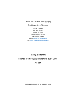 Finding Aid for the Friends of Photography Archive, 1964-2005 AG 186