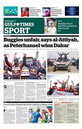 Buggies Unfair, Says Al-Attiyah, As Peterhansel Wins Dakar