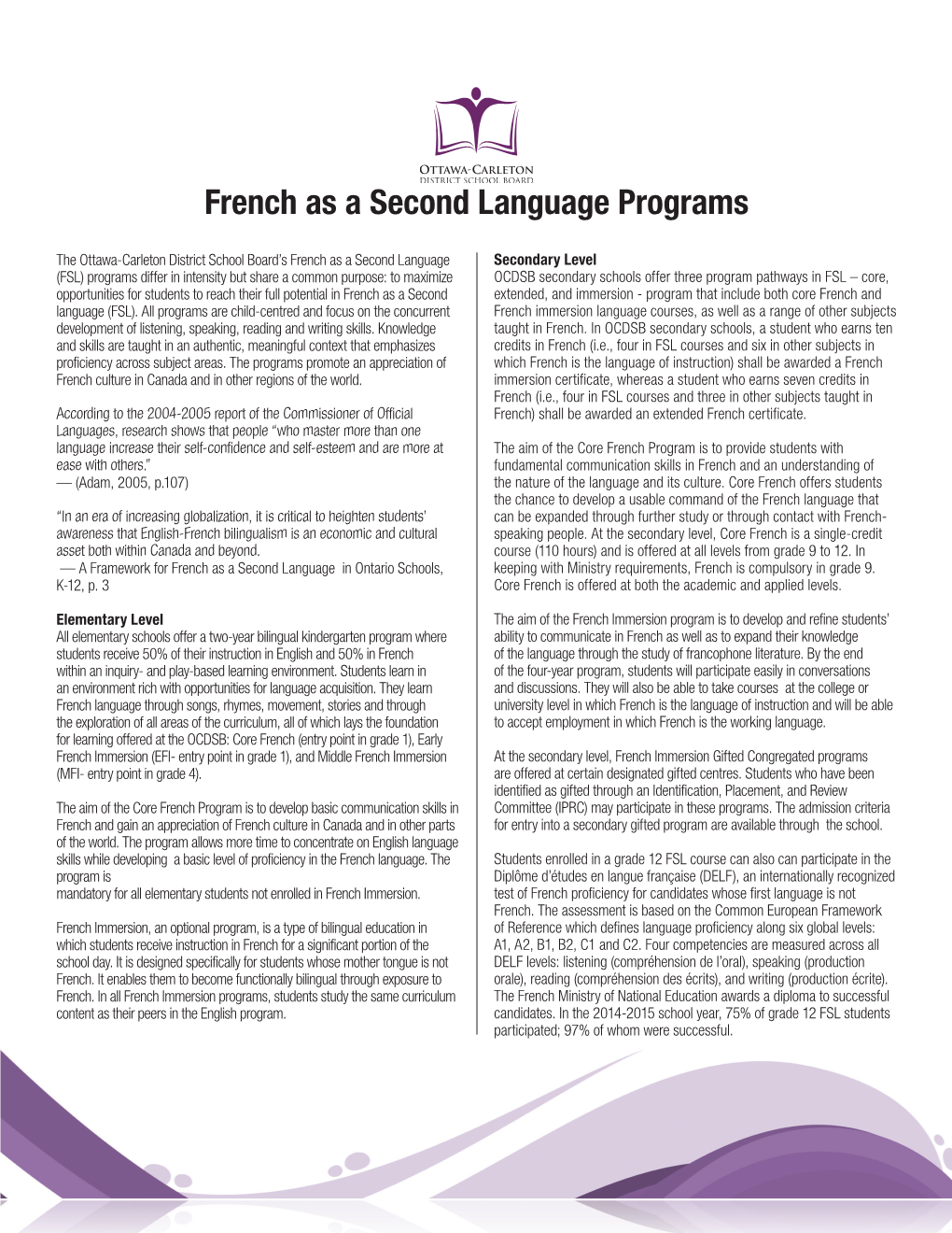 French As a Second Language Programs