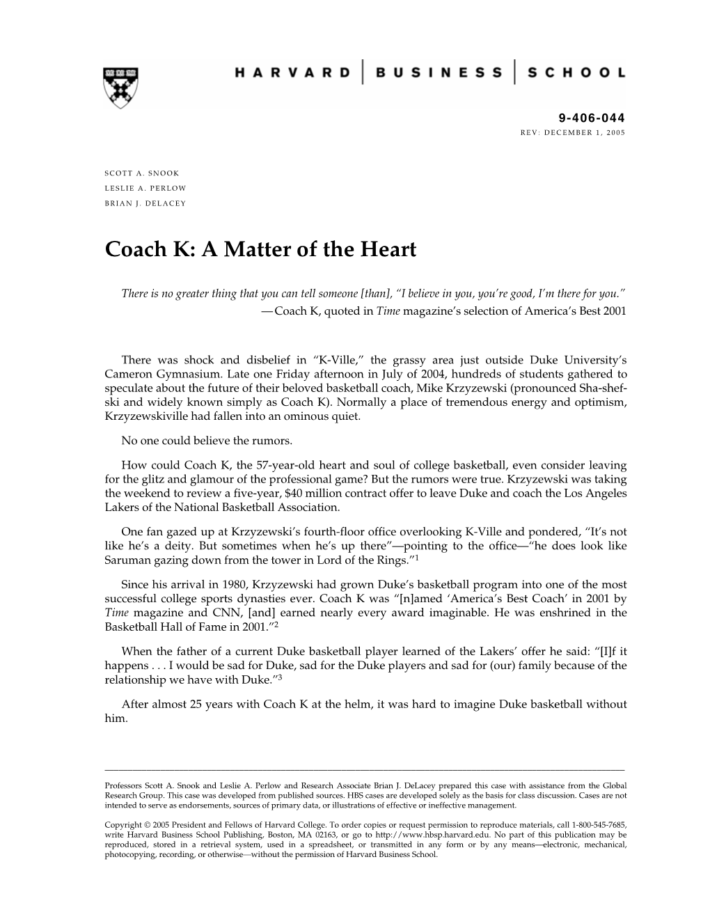 Coach K: a Matter of the Heart
