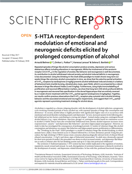 5-HT1A Receptor-Dependent Modulation of Emotional