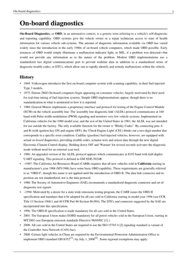 On-Board Diagnostics 1 On-Board Diagnostics