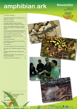 Amphibian Ark Number 21 Keeping Threatened Amphibian Species Afloat December 2012