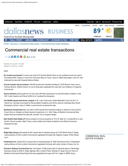 Commercial Real Estate Transactions | Dallas Morning News