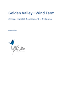 Golden Valley I Wind Farm Critical Habitat Assessment – Avifauna