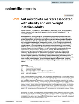 Gut Microbiota Markers Associated with Obesity and Overweight in Italian Adults