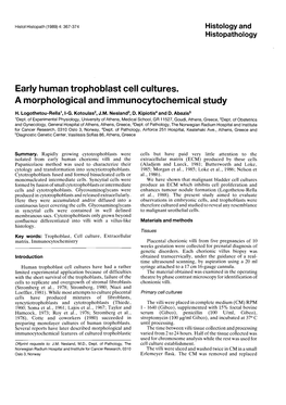 Early Human Trophoblast Cell Cultures. a Morphological and Immunocytochemical Study
