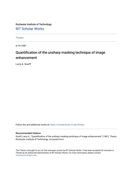Quantification of the Unsharp Masking Technique of Image Enhancement