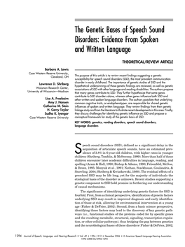 The Genetic Bases of Speech Sound Disorders: Evidence from Spoken and Written Language