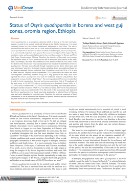 Status of Osyris Quadripartita in Borena and West Guji Zones, Oromia Region, Ethiopia