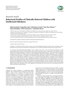 Behavioral Profiles of Clinically Referred Children with Intellectual Giftedness