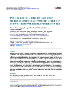 Development of Upstream Data-Input Models to Estimate Downstream Peak Flow in Two Mediterranean River Basins of Chile