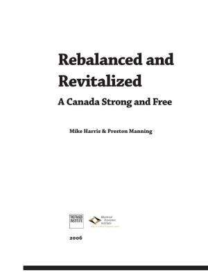 Rebalanced and Revitalized: a Canada Strong