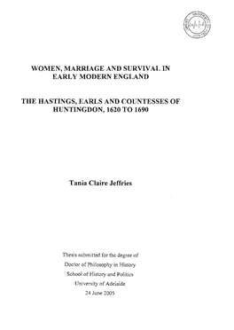 Women, Marriage and Survival in Early Modern England