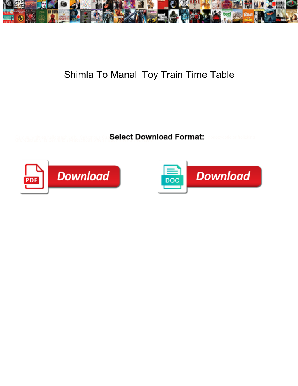 Shimla to Manali Toy Train Time Table