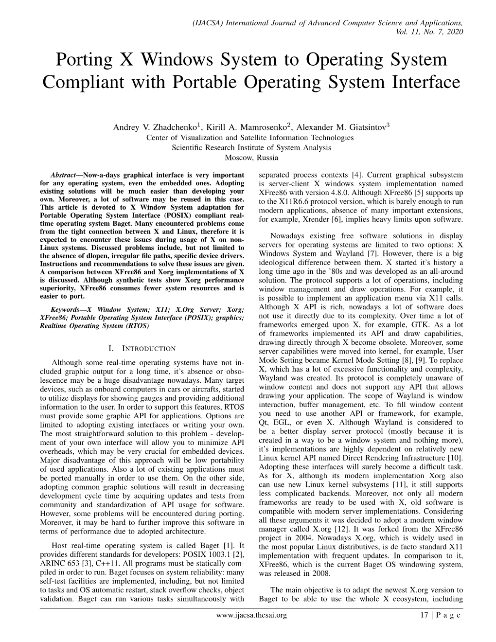 Porting X Windows System to Operating System Compliant with Portable Operating System Interface