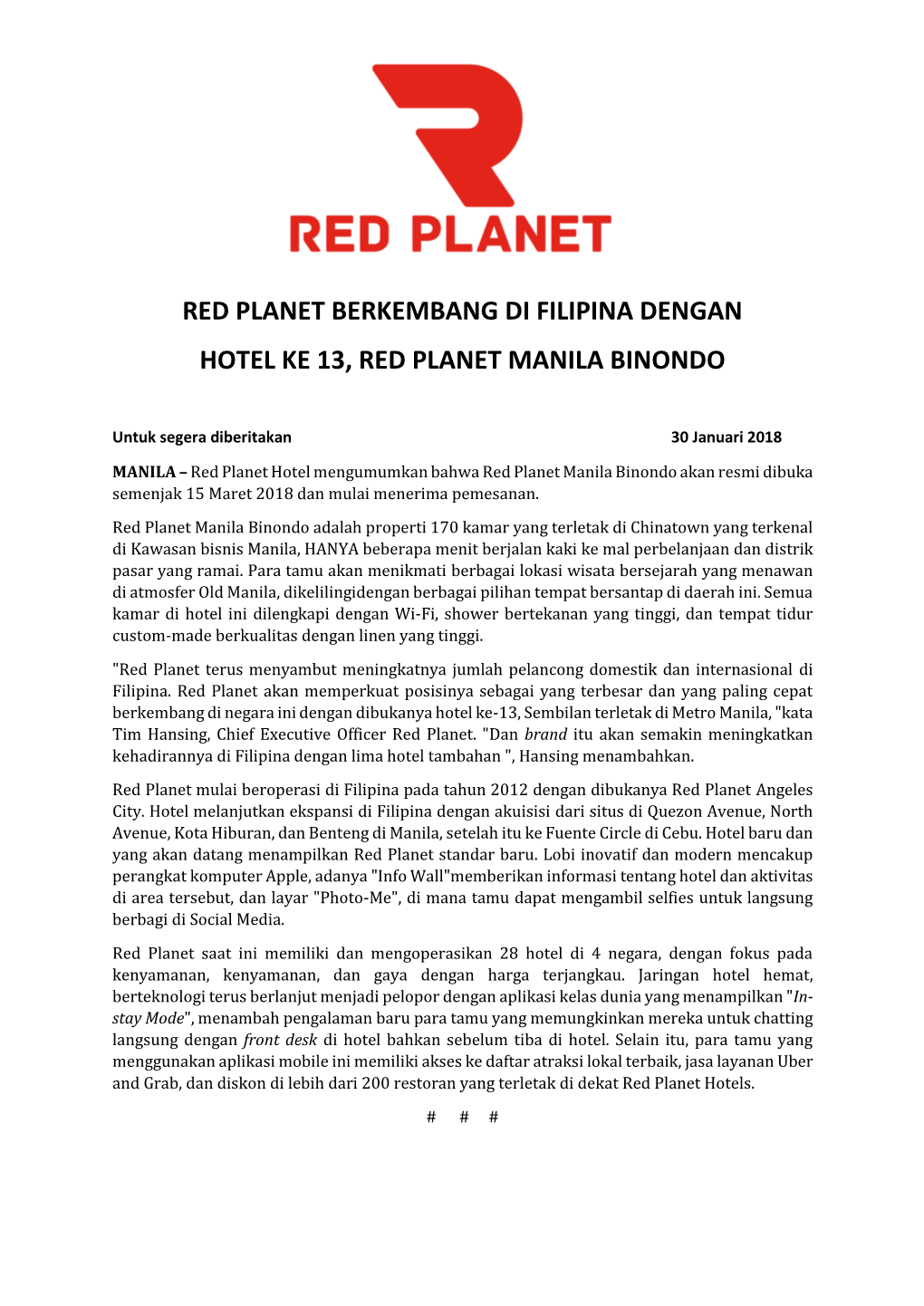 Red Planet Berkembang Di Filipina Dengan Hotel Ke 13, Red Planet Manila Binondo