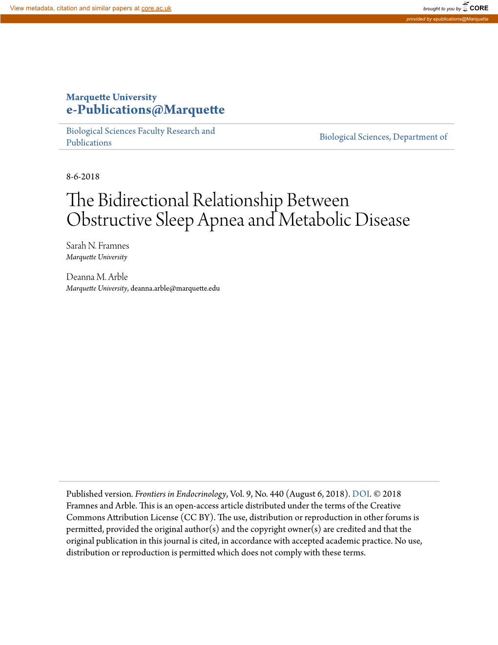 The Bidirectional Relationship Between Obstructive Sleep Apnea and Metabolic Disease