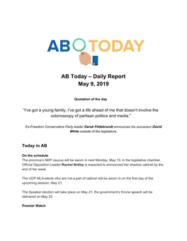 AB Today – Daily Report May 9, 2019