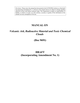 MANUAL on Volcanic Ash, Radioactive Material and Toxic