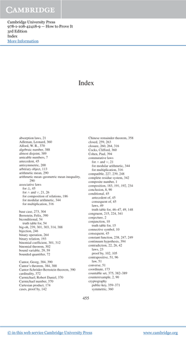 Cambridge University Press 978-1-108-42418-9 — How to Prove It 3Rd Edition Index More Information