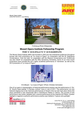 Mozart Opera Institute Fellowship Program