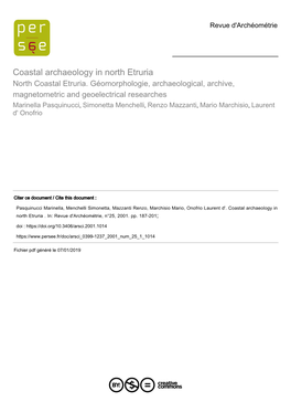 Coastal Archaeology in North Etruria North Coastal Etruria