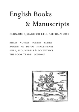 English Books & Manuscripts Autumn 2018