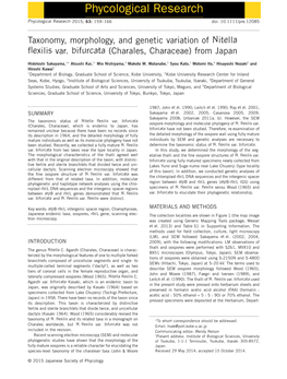 Taxonomy, Morphology, and Genetic Variation of Nitella Flexilis Var