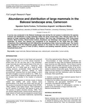 Abundance and Distribution of Large Mammals in the Bakossi Landscape Area, Cameroon
