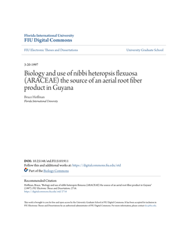 Biology and Use of Nibbi Heteropsis Flexuosa (ARACEAE) the Source of an Aerial Root Fiber Product in Guyana Bruce Hoffman Florida International University