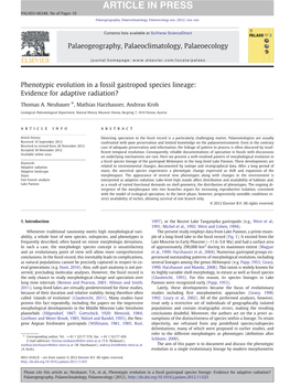 Phenotypic Evolution in a Fossil Gastropod Species Lineage: Evidence for Adaptive Radiation?