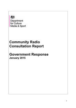 Community Radio Consultation Report Government Response