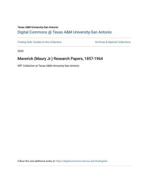 Maverick (Maury Jr.) Research Papers, 1857-1964