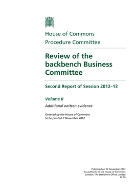 Review of the Backbench Business Committee