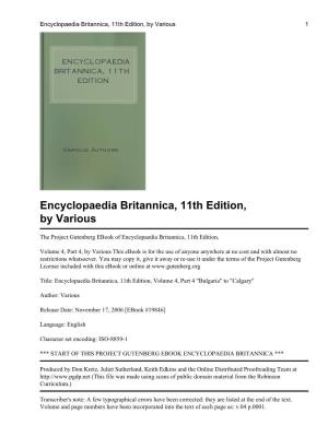 Encyclopaedia Britannica, 11Th Edition, by Various 1